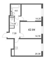 3 ккв (Евро) № 195 Корп.: 6 , Секция 2  в ЖК Цивилизация на неве
