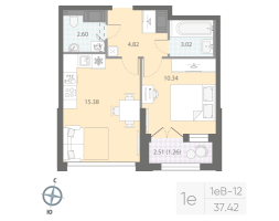 2 ккв (Евро) № 452 Корп.: 5 , Секция 5  в ЖК Цивилизация на неве