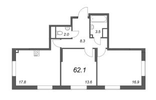 3 ккв (Евро) № 49 Корп.: 4 Уч. 1 , Секция 1  в ЖК Цивилизация на неве