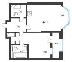 2 ккв (Евро) № 822 Корп.: 5 , Секция 10  в ЖК Цивилизация на неве
