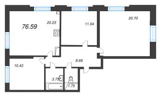 4 ккв (Евро) № 11 Корп.: 5 , Секция 1  в ЖК Цивилизация на неве