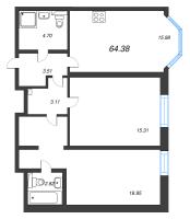 3 ккв (Евро) № 1 Корп.: 5 , Секция 1  в ЖК Цивилизация на неве