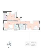 3 ккв (Евро) № 485 Корп.: 7 , Секция 6  в ЖК Цивилизация на неве