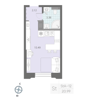 Студия № 171 Корп.: 7 , Секция 3  в ЖК Цивилизация на неве