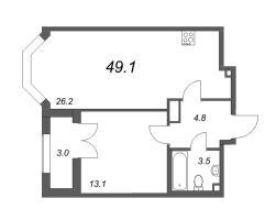 1 ккв № 123 Корп.: 4 Уч. 1 , Секция 1  в ЖК Цивилизация на неве