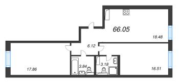 3 ккв (Евро) № 148 Корп.: 5 , Секция 2  в ЖК Цивилизация на неве