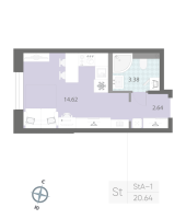 Студия № 3 Корп.: 7 , Секция 1  в ЖК Цивилизация на неве