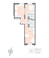 3 ккв (Евро) № 248 Корп.: 7 , Секция 4  в ЖК Цивилизация на неве