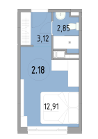 Студия № 2.18 Корп.: 1 , Секция 1  в ЖК Cosmos Smart Yuzhny