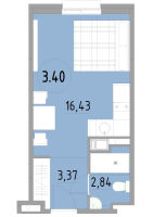 Студия № 3.40 Корп.: 1 , Секция 1  в ЖК Cosmos Smart Yuzhny