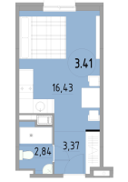 Студия № 3.41 Корп.: 1 , Секция 1  в ЖК Cosmos Smart Yuzhny