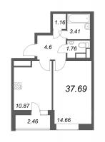 1 ккв № 112 Корп.: 4 , Секция 1  в ЖК Cube