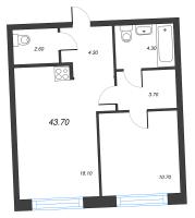 2 ккв (Евро) № 1 Дом: 38 Корп.: 1 , Секция 1  в ЖК Цвет Зеленогорска