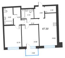 3 ккв (Евро) № 45 Дом: 38 Корп.: 1 , Секция 2  в ЖК Цвет Зеленогорска