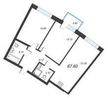 3 ккв (Евро) № 52 Дом: 38 Корп.: 1 , Секция 3  в ЖК Цвет Зеленогорска