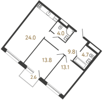 3 ккв (Евро) № 55 Дом: 38 Корп.: 1 , Секция 3  в ЖК Цвет Зеленогорска