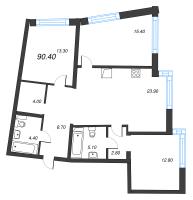 4 ккв (Евро) № 83 Дом: 38 Корп.: 1 , Секция 4  в ЖК Цвет Зеленогорска