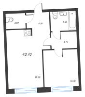 2 ккв (Евро) № 2 Дом: 38 Корп.: 1 , Секция 1  в ЖК Цвет Зеленогорска