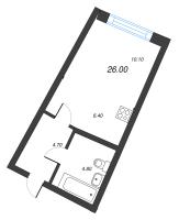 Студия № 70 Дом: 38 Корп.: 1 , Секция 4  в ЖК Цвет Зеленогорска
