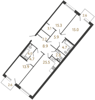 4 ккв (Евро) № 60 Дом: 38 Корп.: 1 , Секция 3  в ЖК Цвет Зеленогорска
