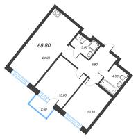3 ккв (Евро) № 67 Дом: 38 Корп.: 1 , Секция 3  в ЖК Цвет Зеленогорска