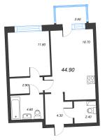 2 ккв (Евро) № 21 Дом: 38 Корп.: 1 , Секция 1  в ЖК Цвет Зеленогорска