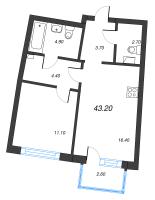 2 ккв (Евро) № 85 Дом: 38 Корп.: 1 , Секция 4  в ЖК Цвет Зеленогорска
