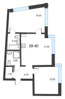 3 ккв (Евро) № 75 Дом: 38 Корп.: 1 , Секция 4  в ЖК Цвет Зеленогорска