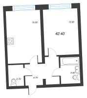 2 ккв (Евро) № 7 Дом: 38 Корп.: 1 , Секция 1  в ЖК Цвет Зеленогорска