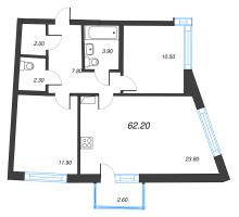 3 ккв (Евро) № 91 Дом: 38 Корп.: 1 , Секция 4  в ЖК Цвет Зеленогорска
