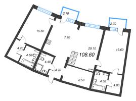 3 ккв (Евро) № 89 Дом: 38 Корп.: 1 , Секция 4  в ЖК Цвет Зеленогорска