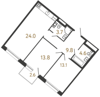 3 ккв (Евро) № 61 Дом: 38 Корп.: 1 , Секция 3  в ЖК Цвет Зеленогорска