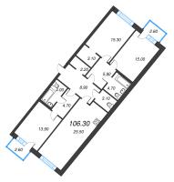 4 ккв (Евро) № 54 Дом: 38 Корп.: 1 , Секция 3  в ЖК Цвет Зеленогорска