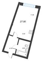 Студия № 72 Дом: 38 Корп.: 1 , Секция 4  в ЖК Цвет Зеленогорска