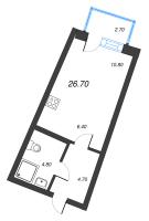 Студия № 71 Дом: 38 Корп.: 1 , Секция 4  в ЖК Цвет Зеленогорска