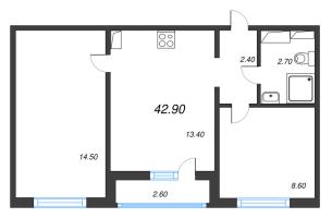 2 ккв № 555 Дом: 349.1 Корп.: 29.8 , Секция 2  в ЖК Цветной город