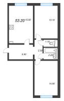 3 ккв (Евро) № 17 Корп.: 29.5 , Секция 1  в ЖК Цветной город