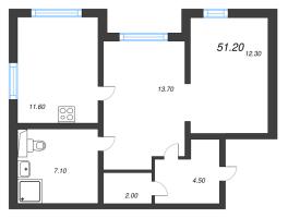 2 ккв № 1 Дом: 353.1 Корп.: 29.7 , Секция 1  в ЖК Цветной город