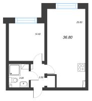 2 ккв (Евро) № 17 Дом: 352.2 Корп.: 29.6 , Секция 1  в ЖК Цветной город