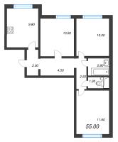 3 ккв № 9 Дом: 353.1 Корп.: 29.7 , Секция 1  в ЖК Цветной город