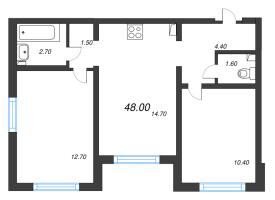 2 ккв № 2 Дом: 353.1 Корп.: 29.7 , Секция 1  в ЖК Цветной город