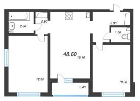 2 ккв № 51 Дом: 353.1 Корп.: 29.7 , Секция 1  в ЖК Цветной город