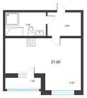 Студия № 257 Дом: 349.1 Корп.: 29.8 , Секция 1  в ЖК Цветной город
