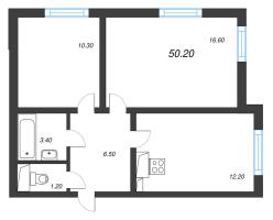 2 ккв № 140 Дом: 353.1 Корп.: 29.7 , Секция 2  в ЖК Цветной город