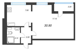 1 ккв № 357 Дом: 349.1 Корп.: 29.8 , Секция 2  в ЖК Цветной город
