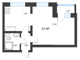 1 ккв № 574 Дом: 347.1 Корп.: 29.9 , Секция 3  в ЖК Цветной город