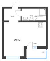 Студия № 517 Дом: 353.1 Корп.: 29.7 , Секция 3  в ЖК Цветной город