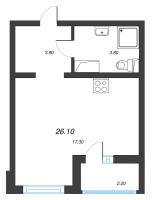 Студия № 473 Дом: 353.1 Корп.: 29.7 , Секция 3  в ЖК Цветной город