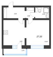 1 ккв № 108 Дом: 347.1 Корп.: 29.9 , Секция 1  в ЖК Цветной город