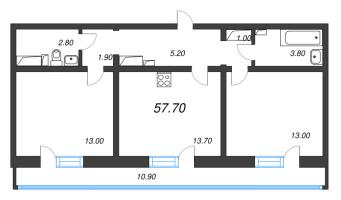 2 ккв № 87 Дом: 347.1 Корп.: 29.9 , Секция 1  в ЖК Цветной город